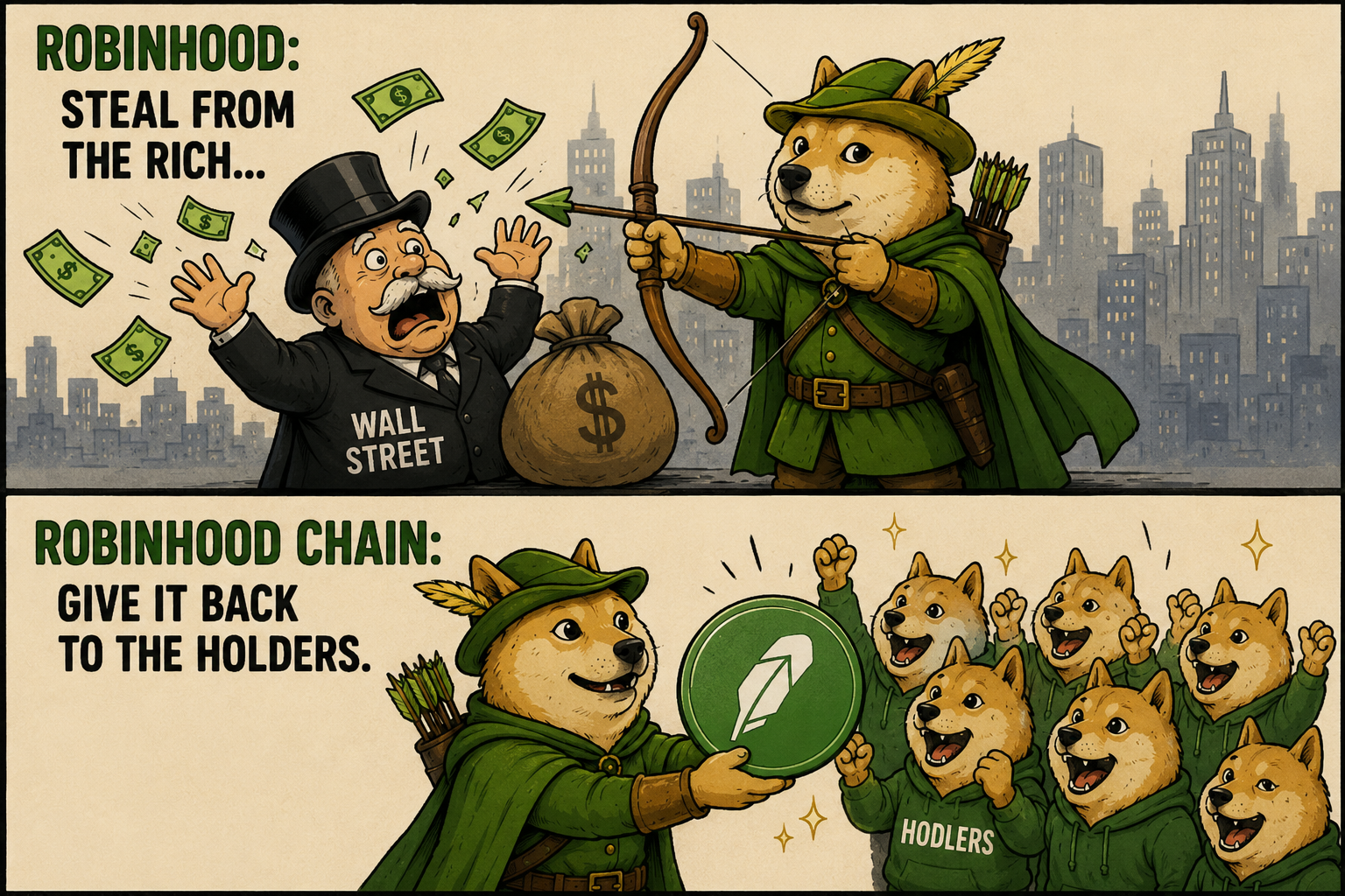 Robinhood: steal from the rich. Robinhood Chain: give it back to the holders.